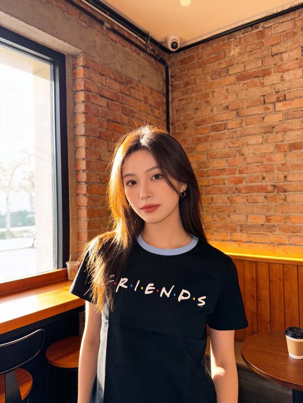 Love Tribe Juniors Friends Graphic Ringer T-Shirt Black Size Large